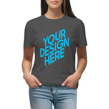 Lade das Bild in den Galerie-Viewer, Vorderseite-Druck Frontprint T-Shirt mit Rundhals und Kurzarm für Damen Frauen selbst gestalten und bedrucken