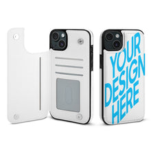 Lade das Bild in den Galerie-Viewer, TPU Leder iPhone 15 Plus Pro Max Handyhülle Business Handytasche Kartenfach Schutzhülle mit Standfunktion zum Aufklappen aufstellbar Etui mit Foto Design Motiv Text selbst gestalten und bedrucken