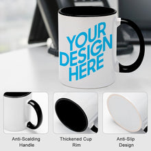 Lade das Bild in den Galerie-Viewer, Fototasse mit farbenfroher Innenseite und Henkel mit Fotos Muster Text Logo selbst gestalten und bedrucken