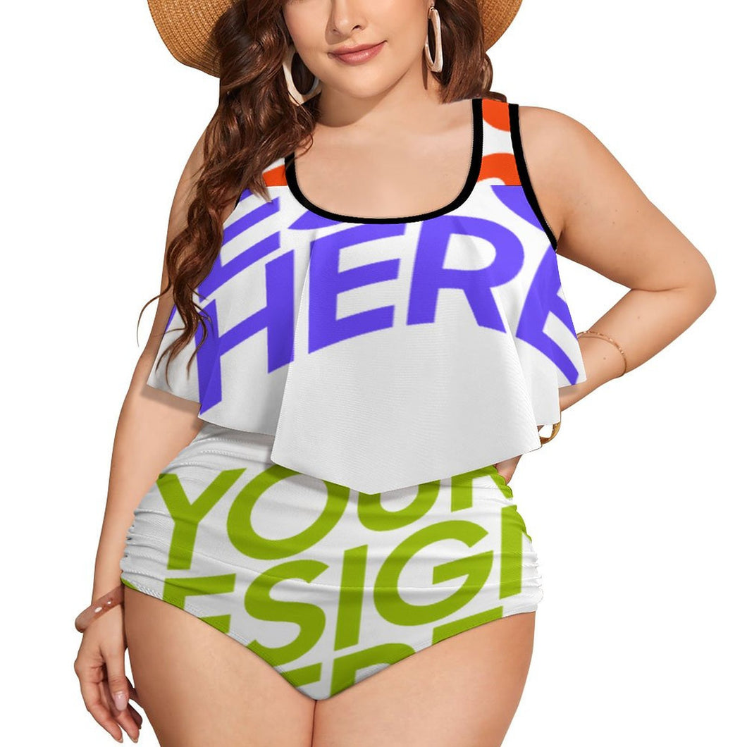 Multi-Image-Druck Damen / Frauen Push-UP Bikinis Set mit Highwaist-Bikini-Hose FT5095 mit Fotos Muster Text Logo selbst gestalten und bedrucken