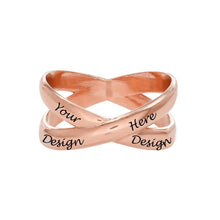 Lade das Bild in den Galerie-Viewer, Personalisierter Cross Ring Kreuzring J0015 mit Text Gravur nach Wunsch mit 18K Gold Roségold Vergoldung selbst gestalten