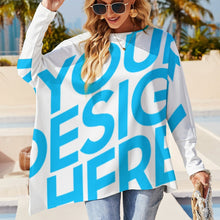 Lade das Bild in den Galerie-Viewer, Große Größen Einzelbilddruck Damen / Frauen Unregelmäßiges Langarmshirt Pullover T-Shirt TSHIRT mit Fotos Muster Text Logo selbst gestalten und bedrucken