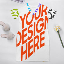 Lade das Bild in den Galerie-Viewer, Multi-Image-Druck Lockeres T-Shirt Kleid mit Taschen Frauen LQ Bis 5XL mit Fotos Muster Text Logo selbst gestalten und bedrucken