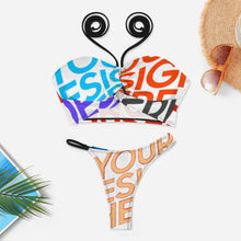 Lade das Bild in den Galerie-Viewer, 2023 Sexy Multi-Image-Design Damen Bikini Set Badeanzug 2 teilig mit Zierbändern mit Fotos Muster Text Logo selbst gestalten und bedrucken