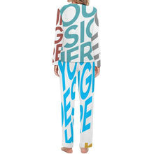 Lade das Bild in den Galerie-Viewer, Multi-Image-Druck Pajamas lang zweiteiliger Schlafanzug Damen / Frau BTZ mit Fotos Muster Text Logo selbst gestalten und bedrucken