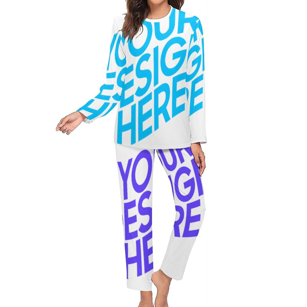 Damen Frauen Pyjama lang zweiteiliger Schlafanzug mit Foto Text selbst gestalten und bedrucken