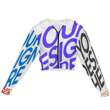 Lade das Bild in den Galerie-Viewer, Multi-Image-Design Kapuzenjacke Kapuzensweatshirt Crop Top mit Kordelzug MSYX94 mit Foto Design Motiv Text selbst gestalten und bedrucken (Simple Design)
