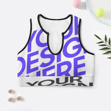 Lade das Bild in den Galerie-Viewer, Multi-Image-Design Damen / Frauen Yoga Crop Top Push Up Sport-BH YJ053 mit Foto Design Motiv Text selbst gestalten und bedrucken