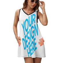 Lade das Bild in den Galerie-Viewer, Ärmelloses Sommerkleid mit V Ausschnitt mit Taschen NZ012 Damen / Frauen selbst gestalten und bedrucken