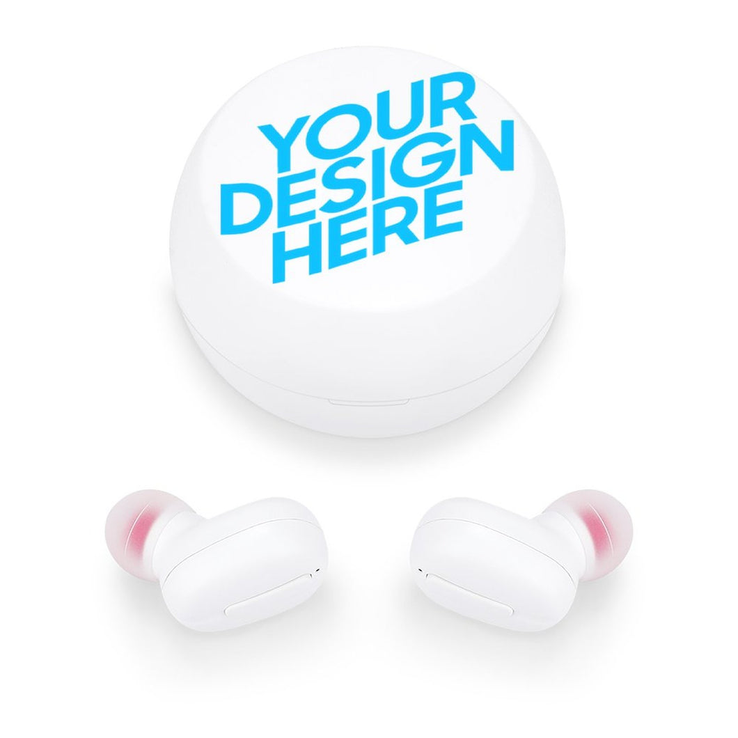 Bluetooth Kopfhörer Ohrhörer Headset mit Ladestation mit Logo Motiv oder Foto selbst gestalten und bedrucken