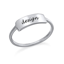 Lade das Bild in den Galerie-Viewer, Personalisierter Gravierter Kupfer Namensschild Ring J0019 mit Namensplakette mit Namen Gravur selbst gestalten