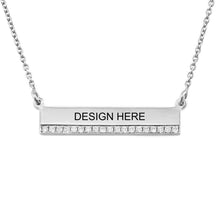 Lade das Bild in den Galerie-Viewer, Barren Halskette mit Anhänger aus 925 Sterling Silber X0012 mit Zirkonias mit 18K Gold Vergoldung / Rosévergoldung mit Namen Gravur selbst gestalten