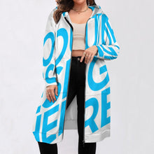 Lade das Bild in den Galerie-Viewer, Damen Lang Mantel Jacke mit Kapuze SDS002 mit Fotos Muster Text selbst gestalten und bedrucken