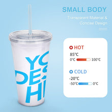 Lade das Bild in den Galerie-Viewer, Doppelwandiger Thermo-Becher mit Deckel und Strohhalm Wasserflasche Wasserbecher Doppel-isolierbecher Kreativer Doppel-strohbecher mit Ihrem eigenen Design Text oder Foto selbst gestalten und bedrucken