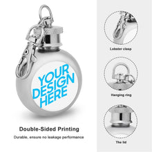 Lade das Bild in den Galerie-Viewer, Kleine Mini Weinflasche mit doppelseitigem Druck Acryl-Aufkleber aus Lebensmittelqualität Metall Edelstahl mit Foto selbst gestalten und bedrucken