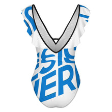 Lade das Bild in den Galerie-Viewer, 2024 NEW Einzelbild-Design Bademode Damen Sexy Einteiliger Badeanzug Strandbadeanzug V Ausschnitt SDS2003 mit Rüschenbesatz mit Foto Design Motiv Text selbst gestalten und bedrucken