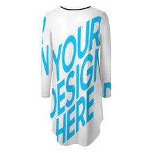 Lade das Bild in den Galerie-Viewer, Damen Einzigartiges Design Unregelmäßig geschnittenes Langarmkleid NZ013 selbst gestalten und bedrucken