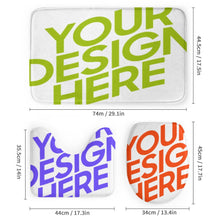 Lade das Bild in den Galerie-Viewer, Duschvorhang Badematte Badvorleger rutschfest Waschbar Set 4 Teilig U-Förmiger Duschvorleger Duschteppich mit Fotos Muster Text Logo selbst gestalten und bedrucken