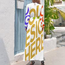 Lade das Bild in den Galerie-Viewer, Multi-Image-Druck Damen / Frauen Maxikleid Langes Kleid Abendkleid lang mit Bindeband XQ mit Fotos Muster Text Logo selbst gestalten und bedrucken