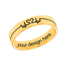 Lade das Bild in den Galerie-Viewer, Personalisierter Heartbeat Chart Herzschlag Diagramm Ring J0028 mit Gravur nach Wunsch mit 18K Gold Roségold Vergoldung selbst gestalten