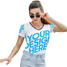 Lade das Bild in den Galerie-Viewer, Love Tee Short Sleeve Shirt V-Neck T-Shirt TSHIRT T01 - Damen / Frauen - selbst gestalten und bedrucken