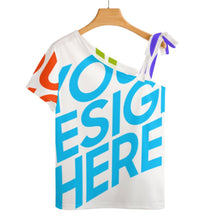 Lade das Bild in den Galerie-Viewer, Multi-Image-Druck Kurzarmbluse Short Sleeve ZT mit Schleife Träger TSHIRT mit Foto Text Muster selbst gestalten und bedrucken