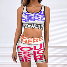 Lade das Bild in den Galerie-Viewer, Multi-Image-Design Damen / Frauen Yoga Set Sport Suit Trainingsanzug Sportanzug Jogginganzug Sport BH Shorts Set (2 teile, Sport-BH, Kurze Leggings) mit Foto Design Motiv Text selbst gestalten und bedrucken
