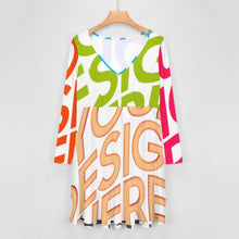 Lade das Bild in den Galerie-Viewer, Multi-Image-Druck Oversized V-Ausschnitt Langarm Kleid Blusenkleid B829 mit Fotos Muster Text Logo selbst gestalten und bedrucken