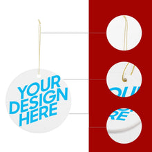 Lade das Bild in den Galerie-Viewer, Beidseitige keramike runde Christbaumschmuck Weihachtsbaumaufhänger mit Foto Text selbst gestalten und bedrucken