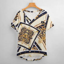 Lade das Bild in den Galerie-Viewer, Große Größe Short Sleeve Shirt V-Neck T-Shirt TSHIRT NZ109 - Damen / Frauen - selbst gestalten und bedrucken