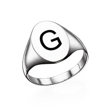 Lade das Bild in den Galerie-Viewer, Personalisierter Kupfer Oval Seal Ring Initialensiegelring J0026 mit Namen Gravur selbst gestalten