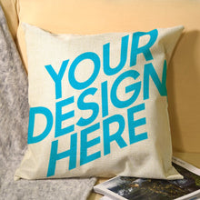 Lade das Bild in den Galerie-Viewer, Weißer Leinen Kissenbezug Kissenhülle beidseitiger Druck mit Foto Text selbst gestalten und bedrucken