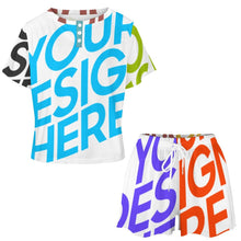 Lade das Bild in den Galerie-Viewer, Multi-Image-Druck Damen / Frauen Freizeitanzug Hausanzug T-Shirt & Shorts UTZ mit Fotos Muster Text Logo selbst gestalten und bedrucken