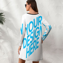 Lade das Bild in den Galerie-Viewer, Wunderschönes NZ015 Kleid mit rundem Ausschnitt mit vollem Arm für Damen / Frauen selbst gestalten und bedrucken