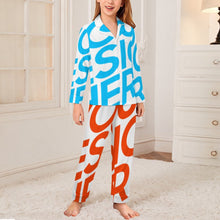 Lade das Bild in den Galerie-Viewer, Einzelbild-Design Jungen Mädchen Kinder Pyjama langarm Schlafanzug zum knöpfen 2 tlg. mit Foto Design Motiv Text selbst gestalten und bedrucken