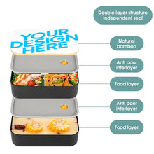 Lade das Bild in den Galerie-Viewer, Doppelschichtige Bento-Box Brotdose Geteilte Lunchbox mit Bento-Gurt mit Fotos Muster Text Logo selbst gestalten und bedrucken
