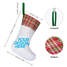 Lade das Bild in den Galerie-Viewer, Weihnachtsstrumpf Weihnachtssocke grün oder rot mit Pailletten selbst gestalten und bedrucken