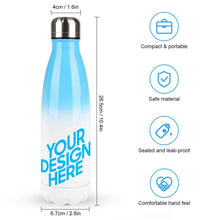 Lade das Bild in den Galerie-Viewer, 500ml Cola Flasche mit Farbverlauf Blau / Rosa mit Fotos Muster Text Logo selbst gestalten und bedrucken