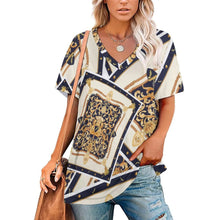 Lade das Bild in den Galerie-Viewer, Große Größe Short Sleeve Shirt V-Neck T-Shirt TSHIRT NZ109 - Damen / Frauen - selbst gestalten und bedrucken