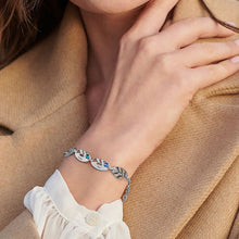 Lade das Bild in den Galerie-Viewer, Damen 925er Sterling Silber Blattarmband S0022 mit Gravur mit 18K Gold Roségold Vergoldung selbst gestalten
