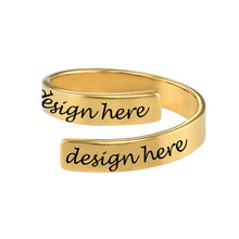 Lade das Bild in den Galerie-Viewer, Personalisierter Kupfer Ring Wrap Ring J0017 mit Gravur mit 18K Gold Roségold Vergoldung selbst gestalten
