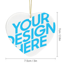 Lade das Bild in den Galerie-Viewer, Christbaumschmuck Herz Weihnachten Deko Anhänger mit Fotos Muster Text Logo selbst gestalten und bedrucken