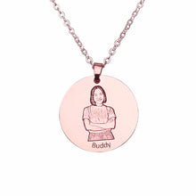 Lade das Bild in den Galerie-Viewer, Gravierbares Plättchen Foto Erinnerung Halskette aus Titanstahl mit 18K Gold Roségold Vergoldung selbst gestalten