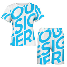 Lade das Bild in den Galerie-Viewer, Einzelbilddruck Oversize kurzärmeliges TShirt mit Shorts Set für Damen / Frauen NTZ mit Fotos Muster Text Logo selbst gestalten und bedrucken