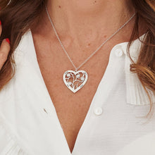 Lade das Bild in den Galerie-Viewer, Gold- / Rosévergoldetes 925er Sterling Silber Stammbaumkette Herz-Lebensbaum-Kette X0003 mit Herz und Zirkonias mit Namen Gravur selbst gestalten