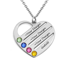 Lade das Bild in den Galerie-Viewer, 925 Sterling Silber Halskette mit Herz-Form Anhänger mit Zirkonia mit Gravur Buchstaben nach Wünsche selbst gestalten