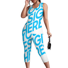 Lade das Bild in den Galerie-Viewer, Einzelbild Design Allover-Druck Sportanzug 2-tlg Tank Top & 2/3 Leggings Trainingsanzug Damen / Frauen PTZ selbst gestalten und bedrucken