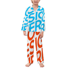 Lade das Bild in den Galerie-Viewer, Einzelbild-Design Jungen Mädchen Kinder Pyjama langarm Schlafanzug zum knöpfen 2 tlg. mit Foto Design Motiv Text selbst gestalten und bedrucken
