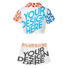 Lade das Bild in den Galerie-Viewer, Multi-Image-Design Frauen Cheerleader Kostüm Uniform Bauchfrei zweiteilig mit Foto Design Motiv Text selbst gestalten und bedrucken