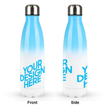 Lade das Bild in den Galerie-Viewer, 500ml Cola Flasche mit Farbverlauf Blau / Rosa mit Fotos Muster Text Logo selbst gestalten und bedrucken